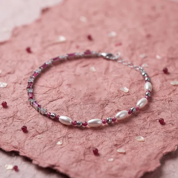 Pink_Beaded_Pearl_Bracelet_For_Women