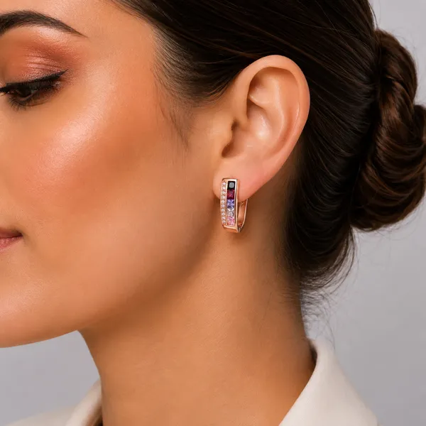 Rose_Gold_Multicolor_Stone_Hoop_Earrings_For_Women