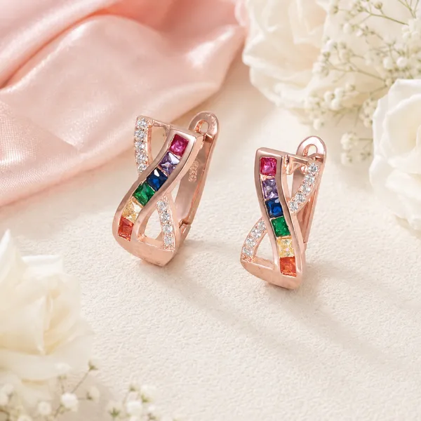 Rose_Gold_Multicolour_Stone_Stud_Earrings_For_Women