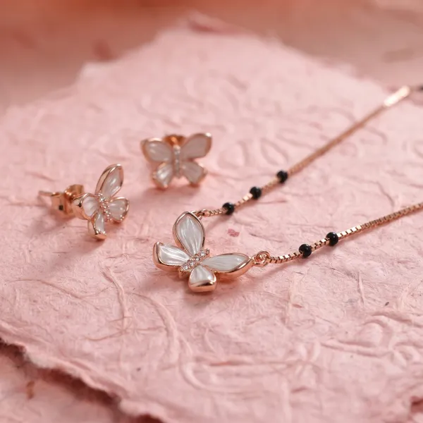 Gold-Tone_Butterfly_Beaded_Necklace_Set_For_Women