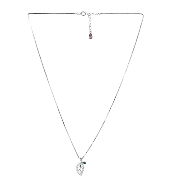 Silver_Tone_Leaf_Pendant_Necklace_For_Women