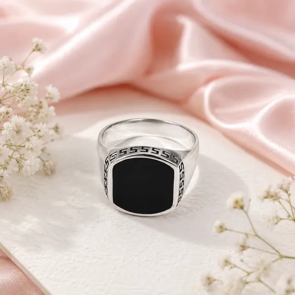 Silver_Tone_Black_Rectangular_Signet_Ring_For_Men