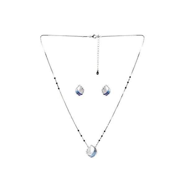 Silver_Tone_Blue_Necklace_And_Earrings_Set_For_Women