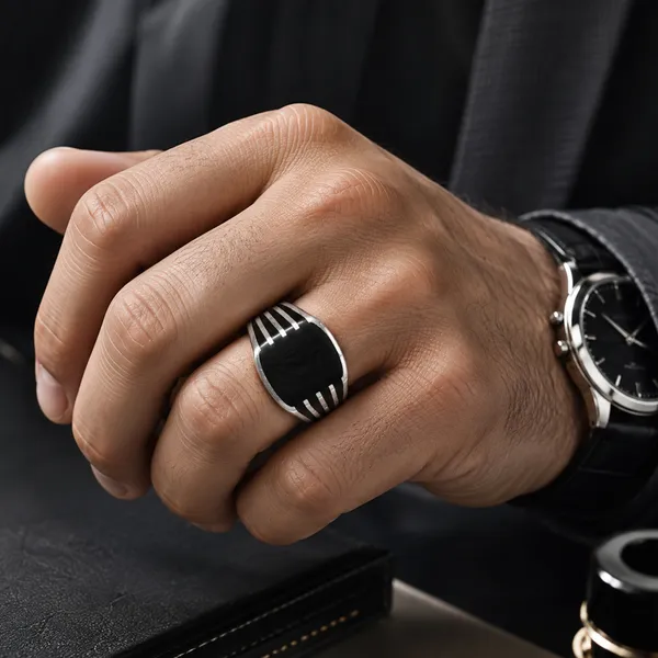 Silver_Black_Rectangular_Statement_Ring_For_Men