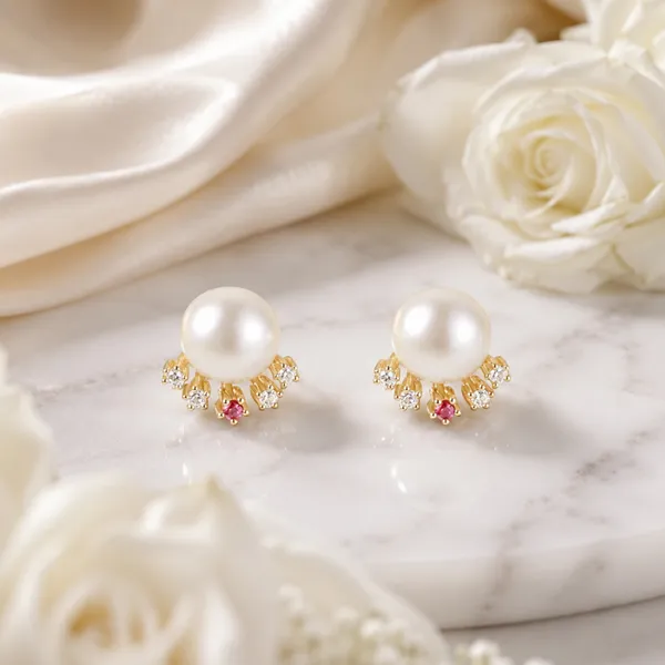 Gold_Tone_Pearl_Stud_Earrings_For_Women