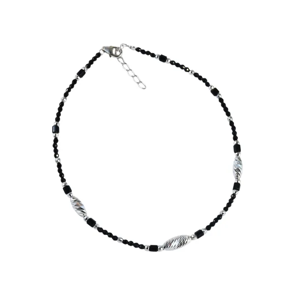 Black_Beaded_Silver_Tone_Bracelet_For_Women