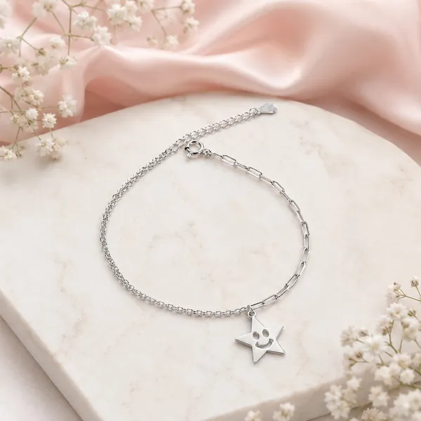 Silver_Star_Charm_Chain_Bracelet_For_Women