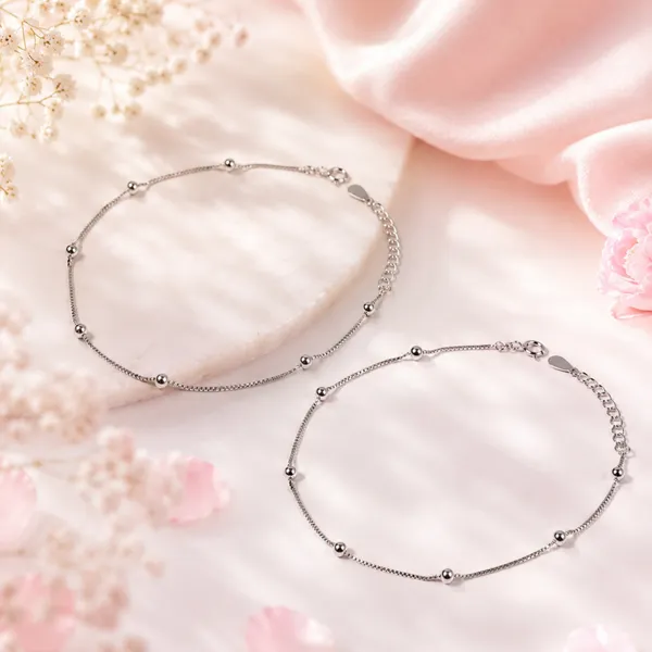 Silver-Tone_Beaded_Anklet_For_Women