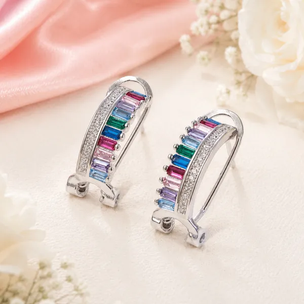 Silver_Tone_Multicolour_Stone_Hoop_Earrings_For_Women