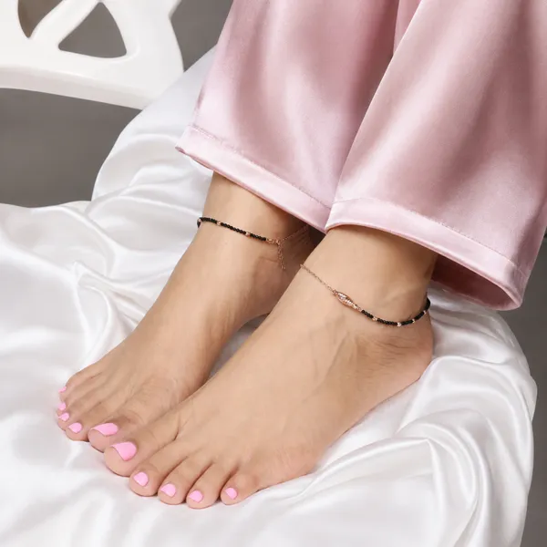Rose_Gold_Black_Beaded_Statement_Ankletfor_Women