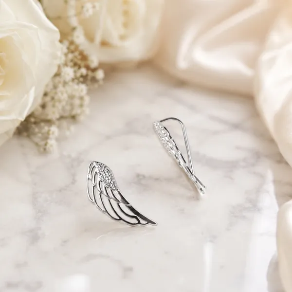 Silver_Wing_Design_Drop_Earrings_For_Women