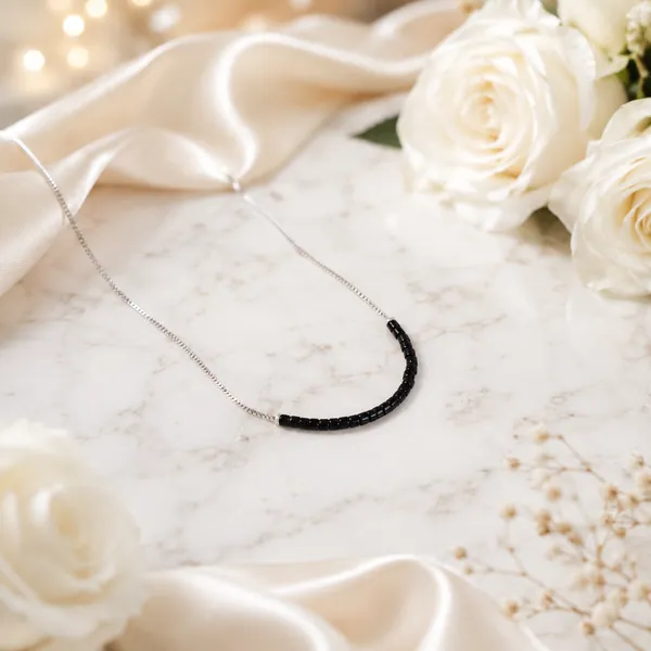 Silver_Tone_Black_Beaded_Chain_Necklace_For_Women