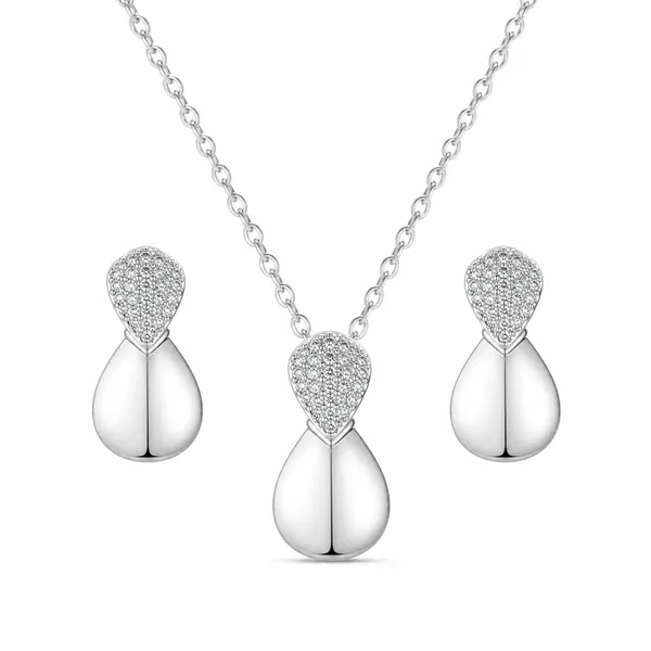 Silver_Tone_Teardrop_Necklace_And_Earrings_Set_For_Women