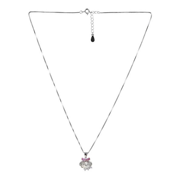 Silver_Tone_Floral_Pendant_Necklace_For_Women