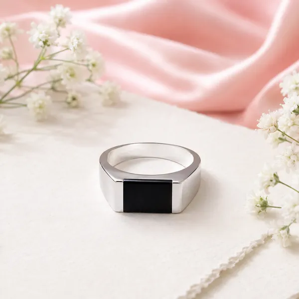 Silver_Tone_Black_Rectangular_Ring_For_Men
