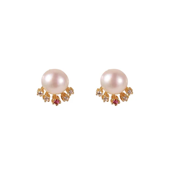 Gold_Tone_Pearl_Stud_Earrings_For_Women