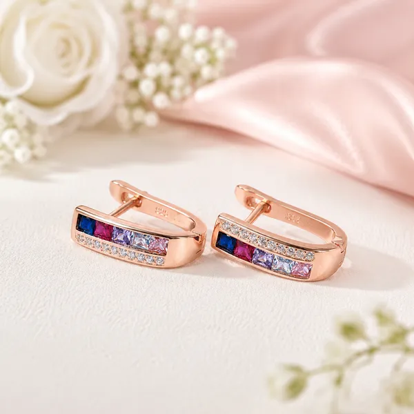 Rose_Gold_Multicolor_Stone_Hoop_Earrings_For_Women