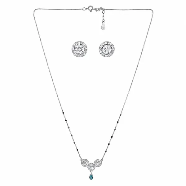 Silver-Tone_Stone_Embellished_Necklace_And_Earrings_Set_For_Women
