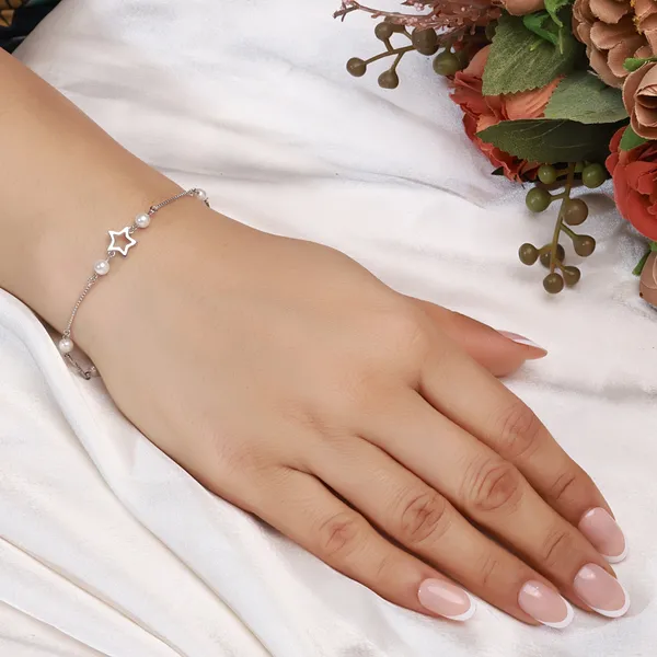 Silver-Tone_Pearl_Star_Bracelet_For_Women