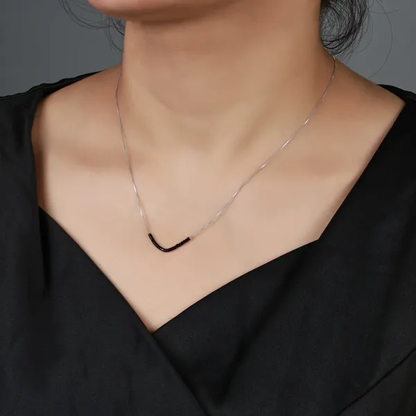Silver_Tone_Black_Beaded_Chain_Necklace_For_Women