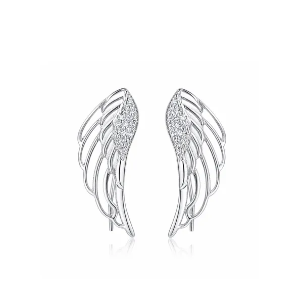 Silver_Wing_Design_Drop_Earrings_For_Women
