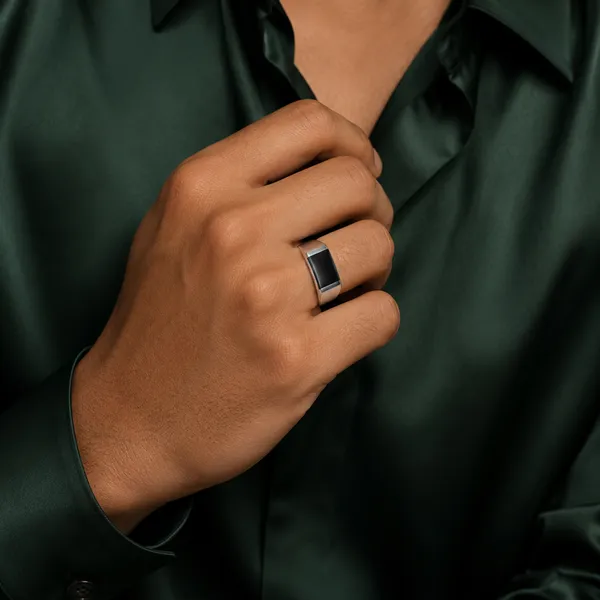 Silver_Tone_Black_Rectangular_Ring_For_Men