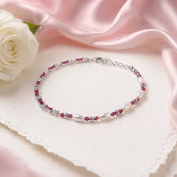 Pink_Beaded_Pearl_Bracelet_For_Women
