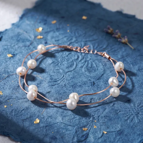 Rose_Gold_Pearl_Beaded_3Line_Bracelet_For_Women