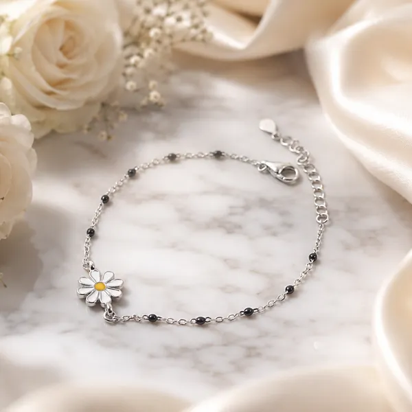 Silver-Tone_Floral_Charm_Bracelet_For_Women