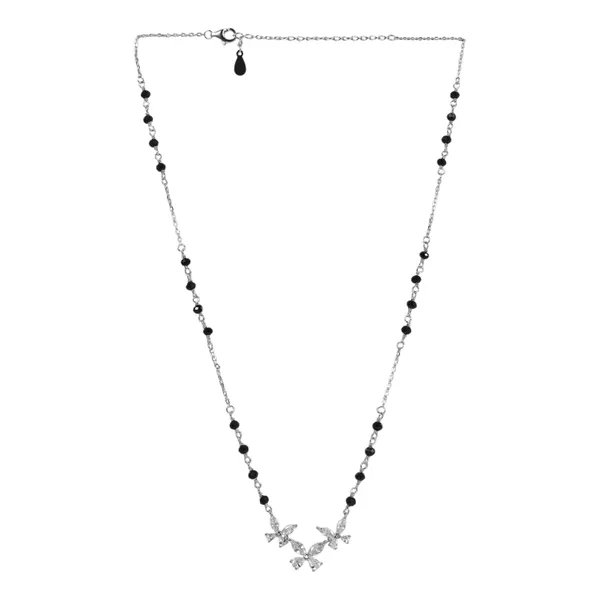Silver_Tone_Black_Beaded_Floral_Pendant_Necklace