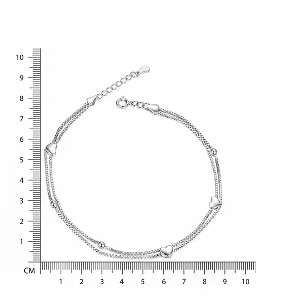 Silver-Tone_Double_Chain_Heart_Charm_Anklet_For_Women