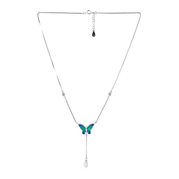 Silver_Tone_Glow_Butterfly_Pendant_Set_For_Women