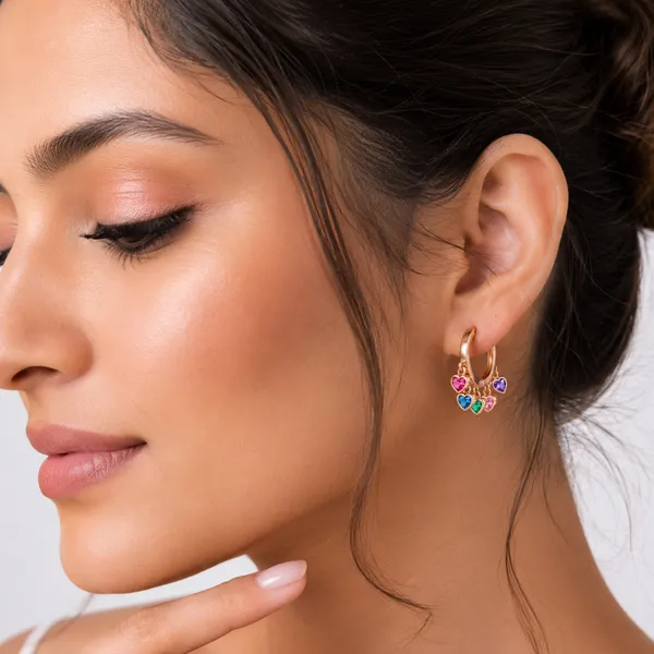Gold_Tone_Multicolour_Heart_Charm_Hoop_Earrings_For_Women