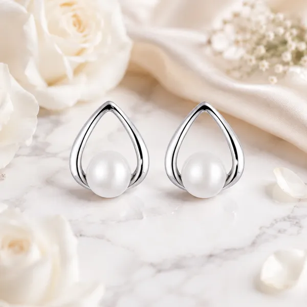 Silver_Tone_Pearl_Teardrop_Earrings_For_Women
