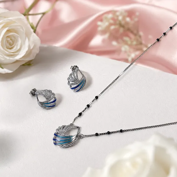 Silver_Tone_Blue_Necklace_And_Earrings_Set_For_Women