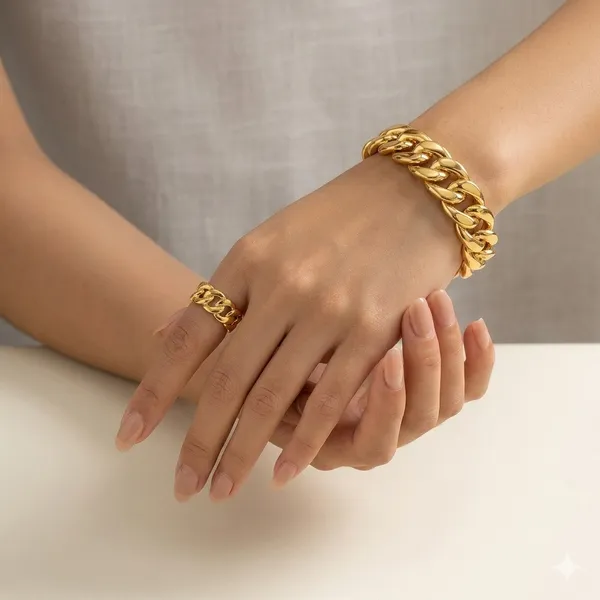 Gold_Tone_Twisted_Adjustable_Ring_&_Bangle