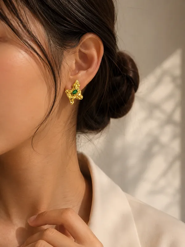 Abstarct_Green_stone_earrings