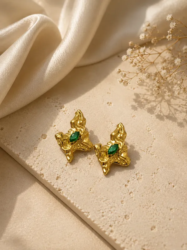 Abstarct_Green_stone_earrings