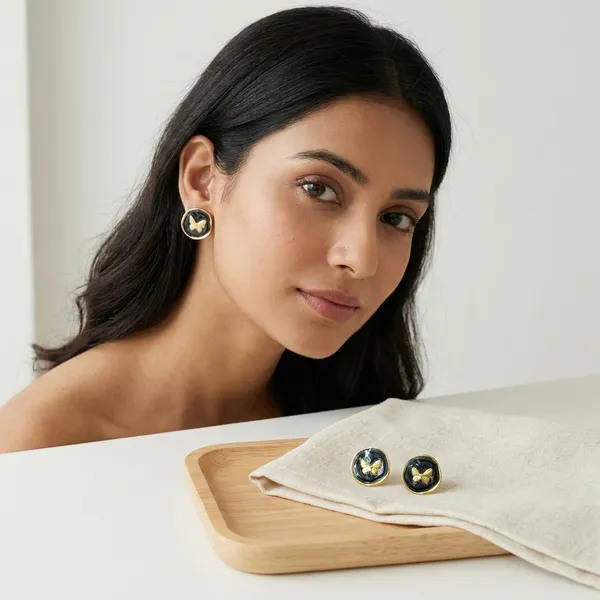 Elegant_Golden_Butterfly_Earrings_With_Black_Enamel