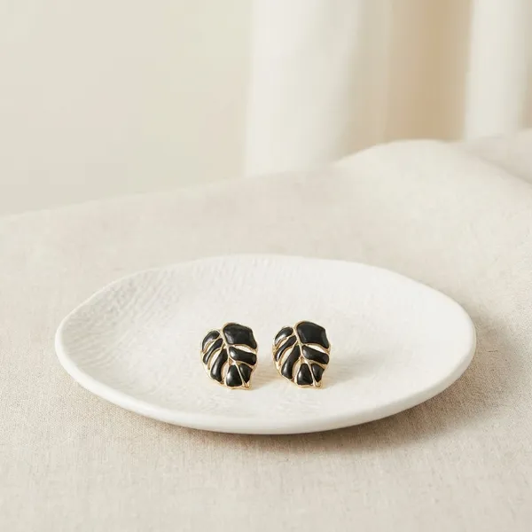 Gold_Leaf_shaped_Earrings_with_Black_Enamel