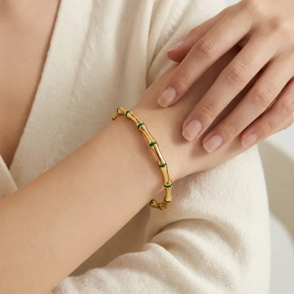 Gold_Bamboo_Bangle_with_Green_Enamel