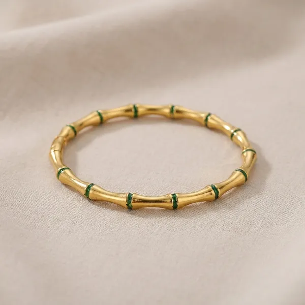 Gold_Bamboo_Bangle_with_Green_Enamel