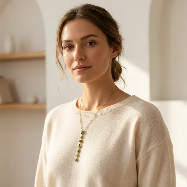Green_Elegant_Stone_Linear_Drop_Pendant_Necklace