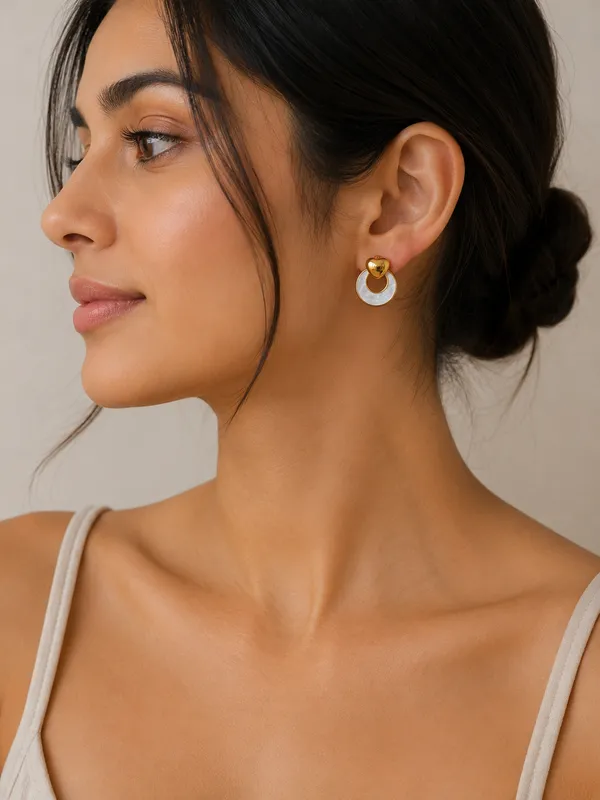 Gold_heart_with_half__Circle_Drop_Earrings
