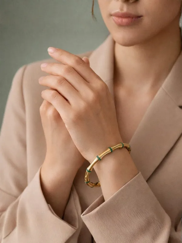 Gold_Bamboo_Bangle_with_Green_Enamel