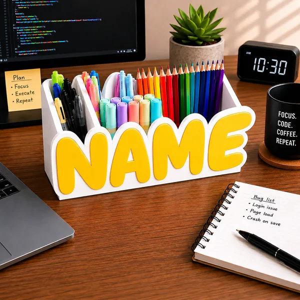 Yellow_Personalized_Name_Desk_Organizer