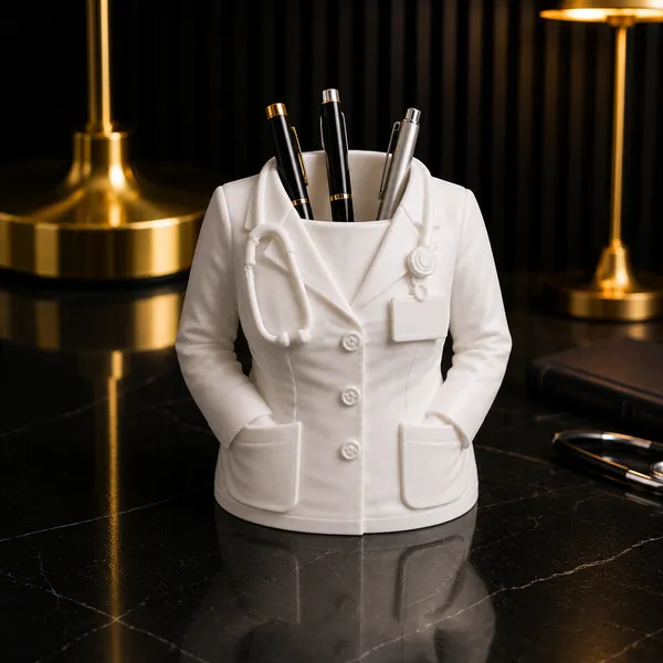 White_Pen_Stand_Female_Doctor