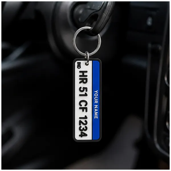 Blue_Car_Number_Plate_Personalized_Key_Chain