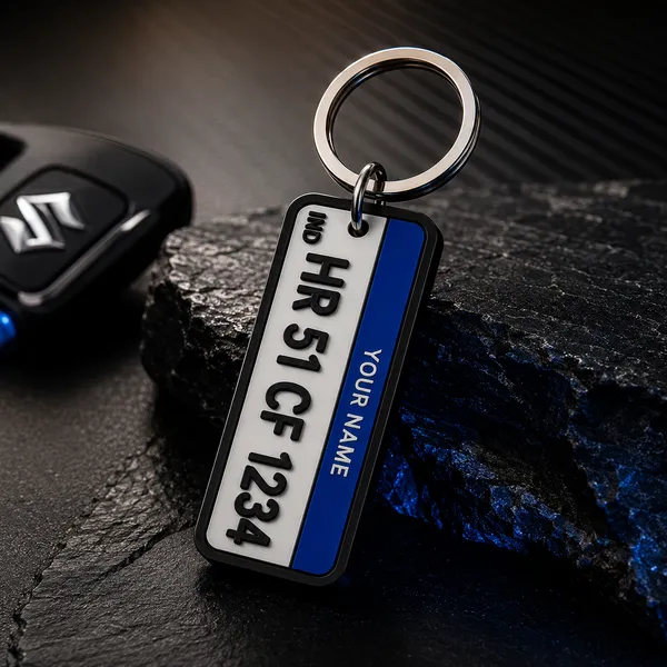 Blue_Car_Number_Plate_Personalized_Key_Chain