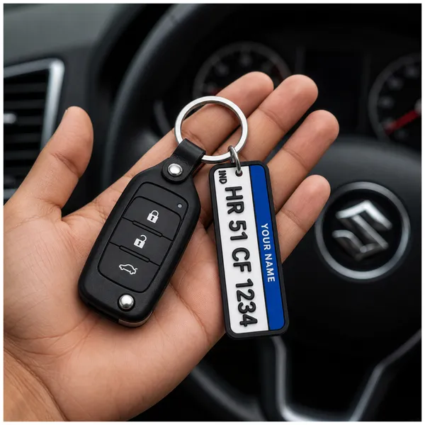 Blue_Car_Number_Plate_Personalized_Key_Chain